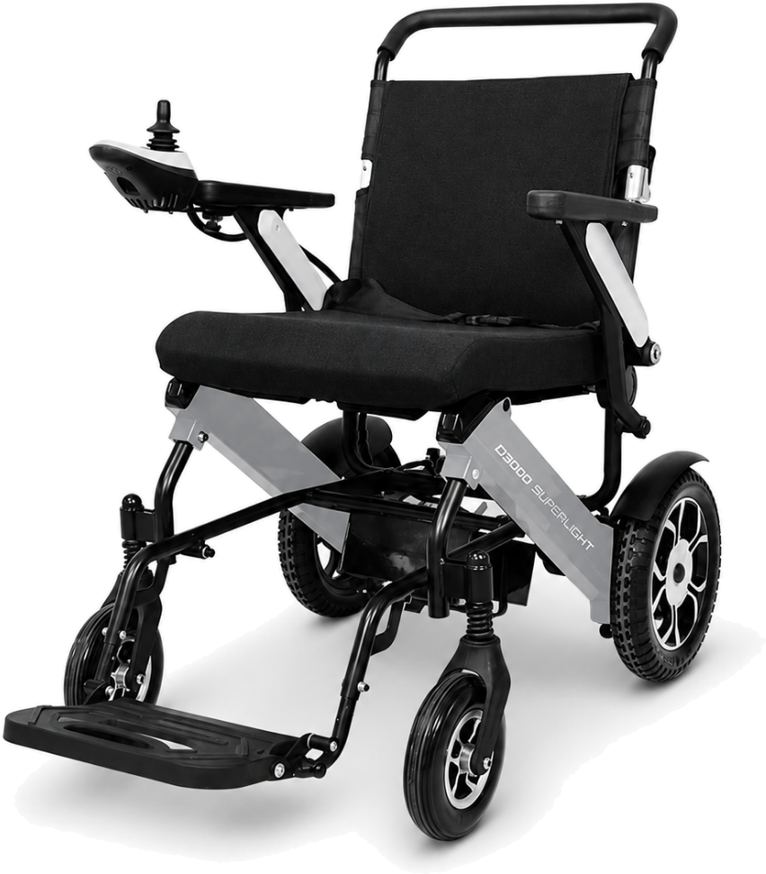 Cadeira de rodas motorizada D3000 Super Light Dellamed, dobragem frontal, 35 kg