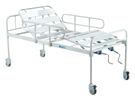 Cama hospitalar manual, com grades laterais e rodízios