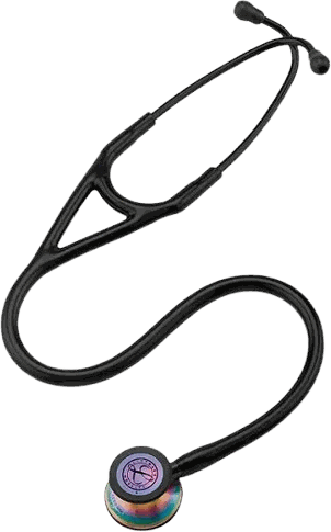 Estetoscópio 3M Littmann Cardiology IV preto com campânula rainbow